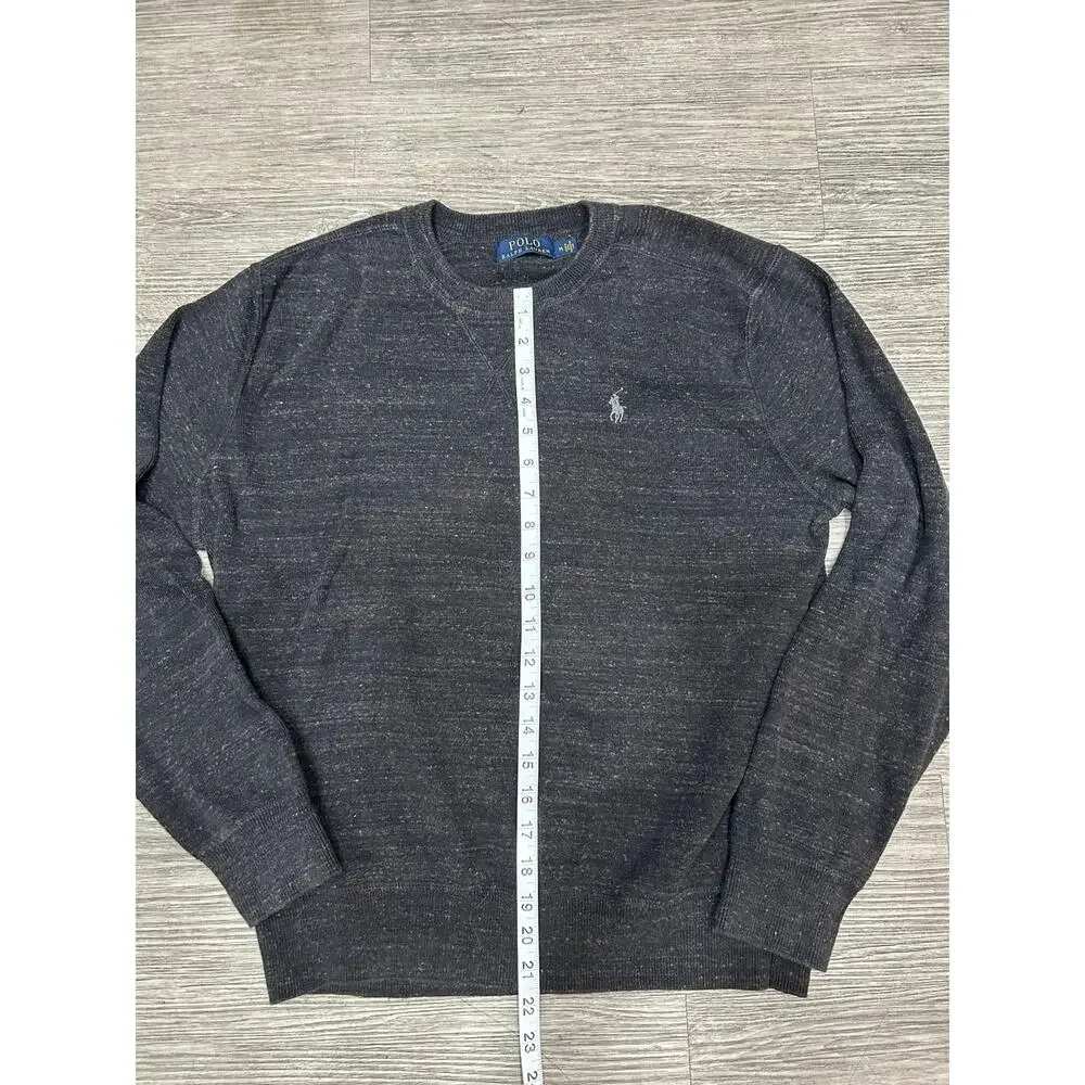 Polo Ralph Lauren Sweater Mens Medium Charcoal Gray Heathered Crewneck Pony Logo